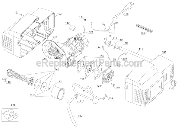 Page B Diagram and Parts List for  Porter Cable Compressor